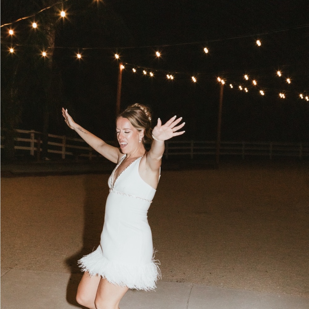 Likely after party wedding dress.  Worn once for reception of my wedding.